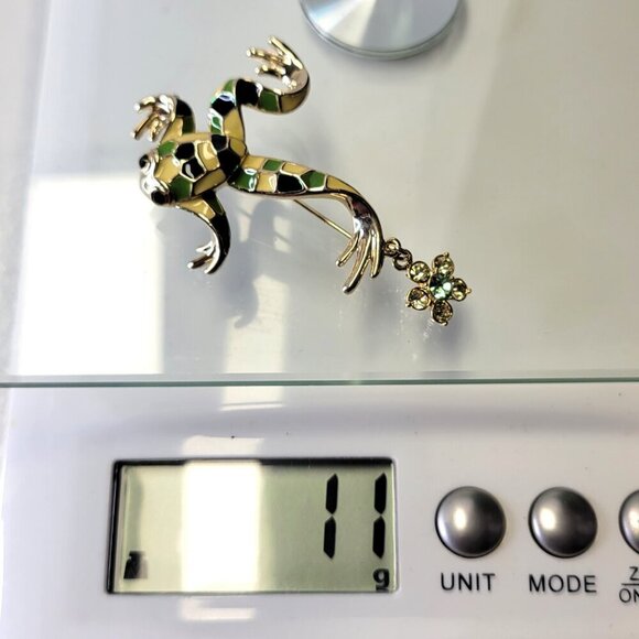 Leaping Enamelled Frog Brooch Pin - Picture 8 of 9